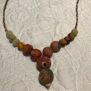 Boho Fabric Bead Necklace